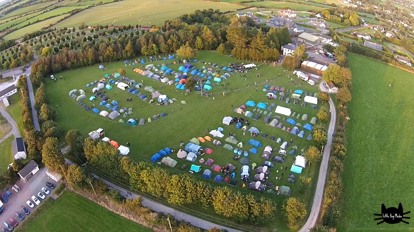 Camping field Ventact campsite aerial photo